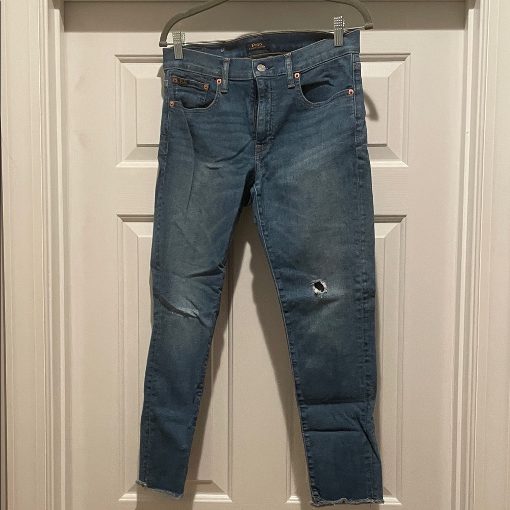 Ralph Lauren Women’s Distressed Blue Skinny Jeans